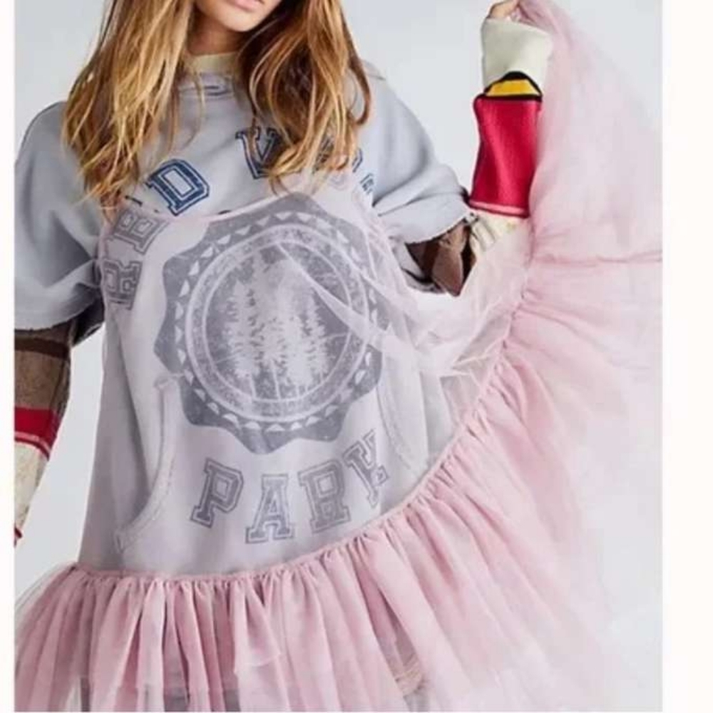 Free People Pink tulle mini dress